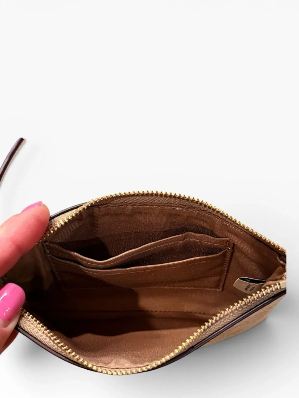 Corner Zip Wristlet Signature Canvas With Stripe